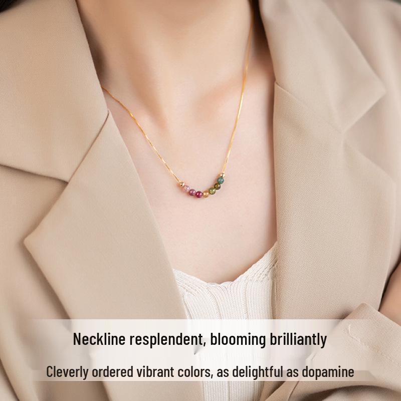 Ожерелье на ключицу из турмалина - Легкая роскошь, Не выцветающее, Простое высококлассное дофаминовое колье для женщин