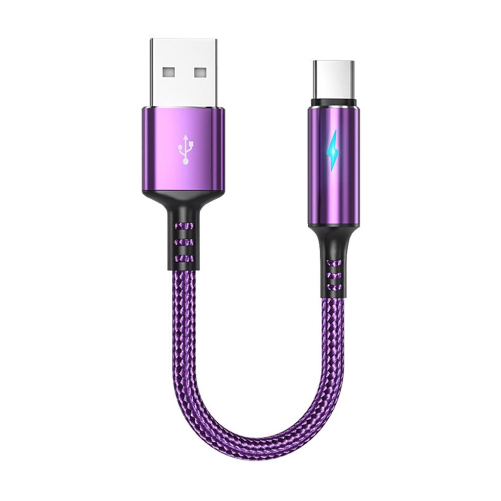 Compact USB C To USB A Charging&Data Cable 2.4A Charger Cord Wire 25cm Short Cord,Nylon and Aluminum Alloy Material