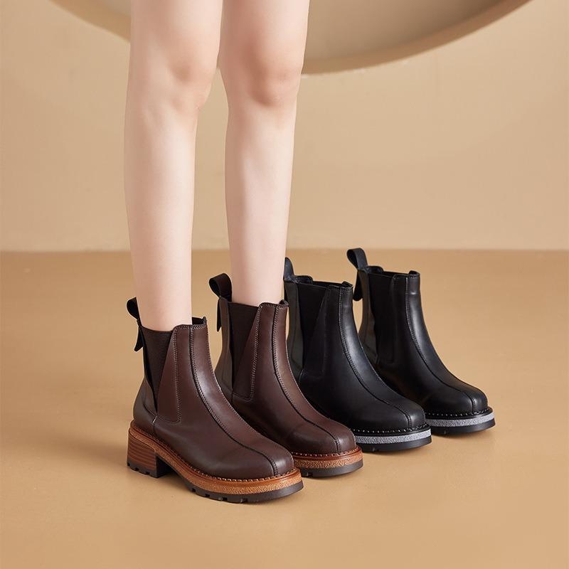 Осенние бархатные кожаные ботинки Мартин женские на толстой подошве с внутренней платформой, ботинки-сигареты женские, ретро, повседневная женская обувь на одной педали