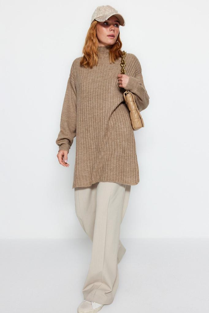 Женский модный стильный свитер в хиджабе, норковый вельветовый трикотаж с высоким воротником, свитер