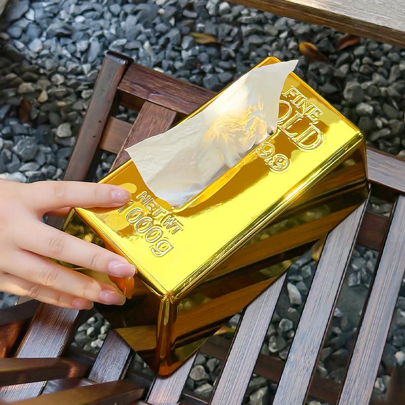 Miniso Творческие Кирпичики Коробка для салфеток Отель Высококачественная Имитация Золотой Слиток Бумажная коробка Высококачественная Коробка для салфеток Домашний декор