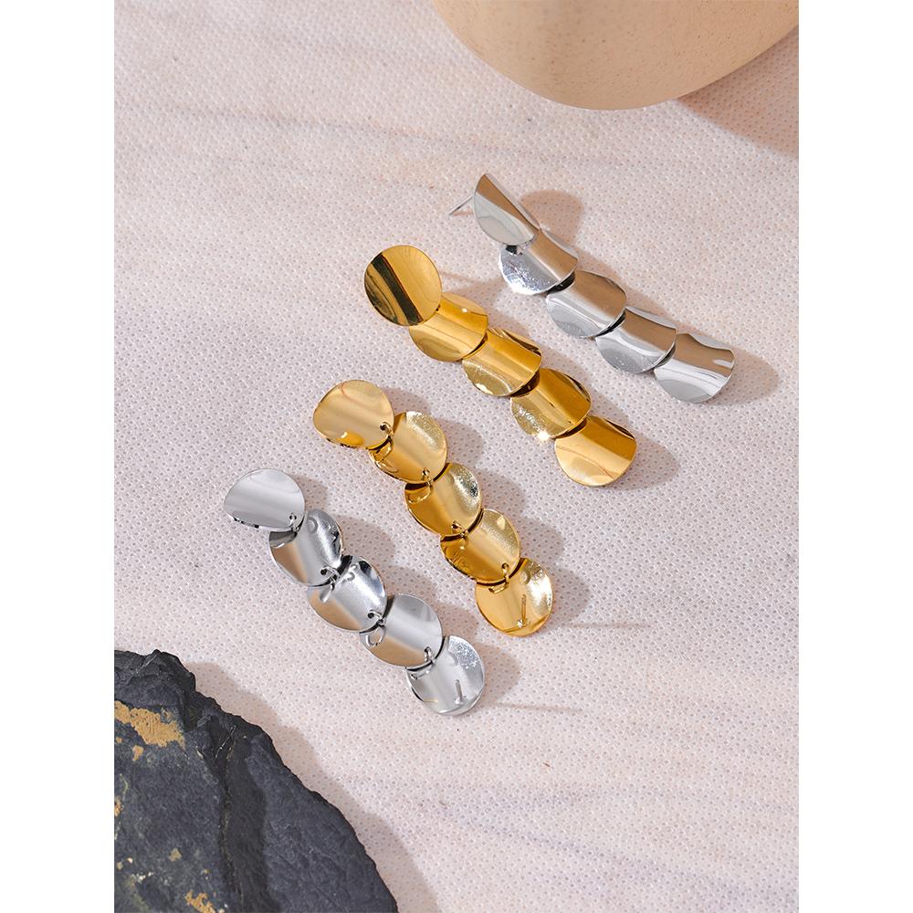 Eetit Гладкие металлические круглые длинные висячие серьги из нержавеющей стали для женщин, простые привлекательные водонепроницаемые украшения для ушей