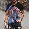 Men's T-shirt 3D Printing Tiger Pattern Top Fun T-shirt Fashion Casual Men's Street Wear Oversized Men's Clothing