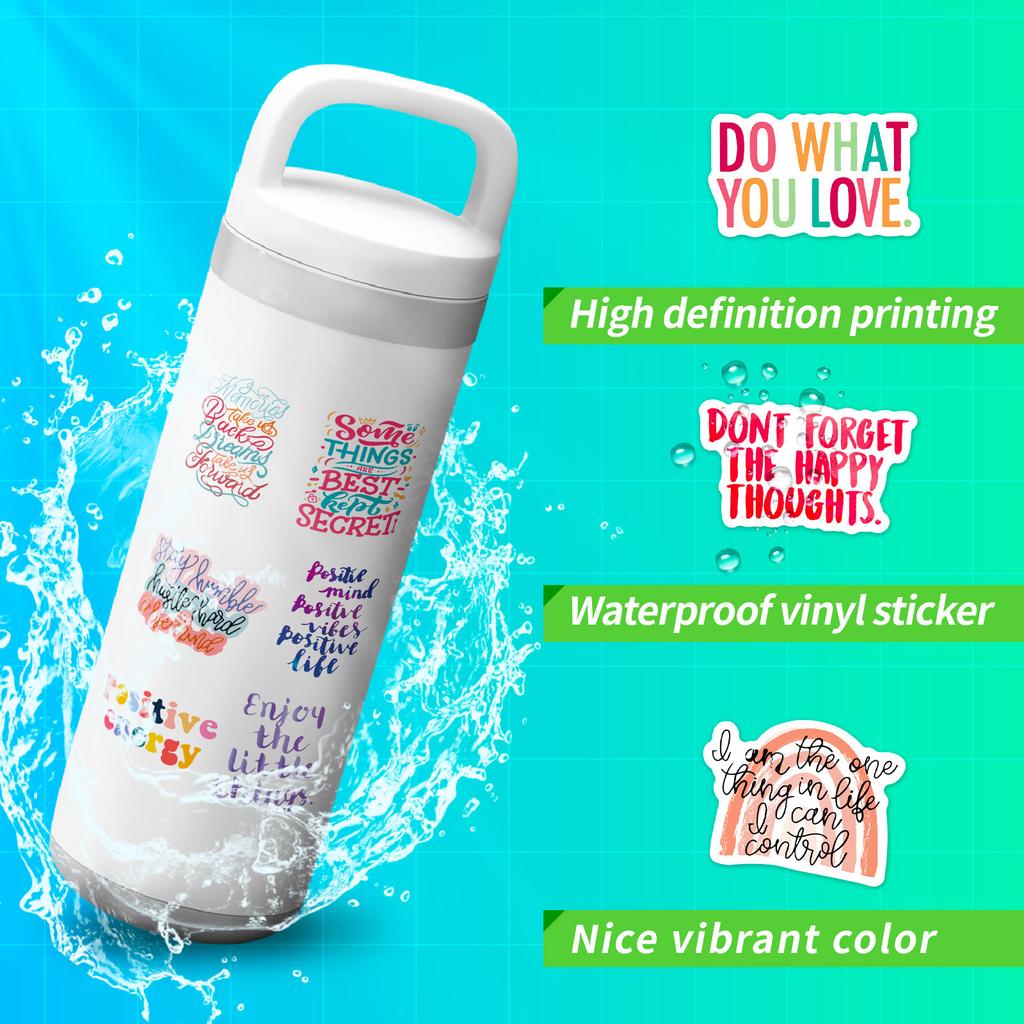 100 Stickers Inspirational Phrases Graffiti Stickers Notebook Mobile Phone Water Cup Stickers English Inspirational Decoration 4 Sheets/