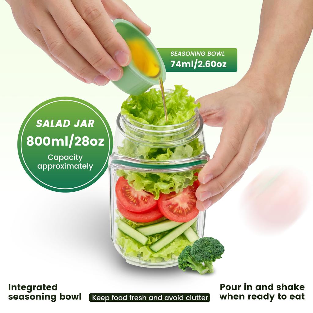 800 мл Портативный пластиковый контейнер для салата Многоразовый контейнер для сохранения свежести «Все в одном» с герметичным контейнером для овсянки для офисного пикника