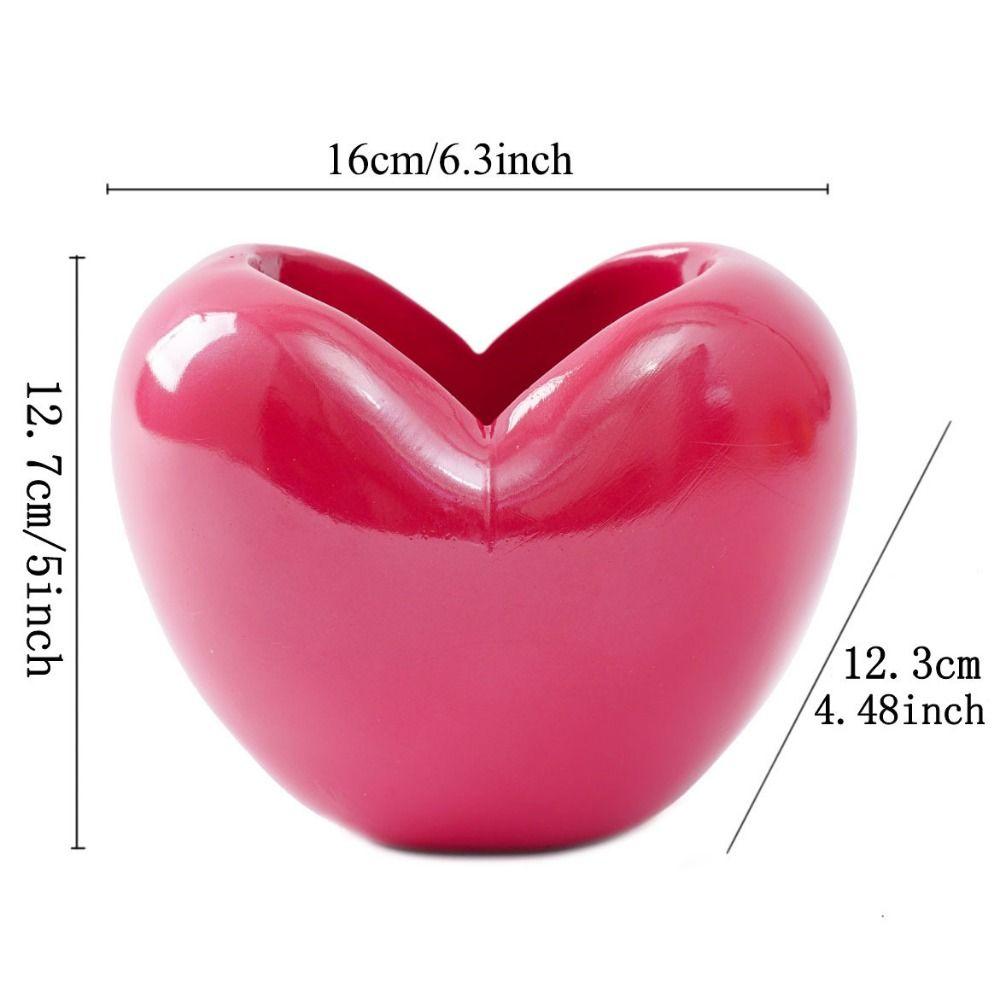 Lovely Heart Shaped Pen Holder 3D Desktop Storage Box Kawaii Pen Storage Bucket Countertop