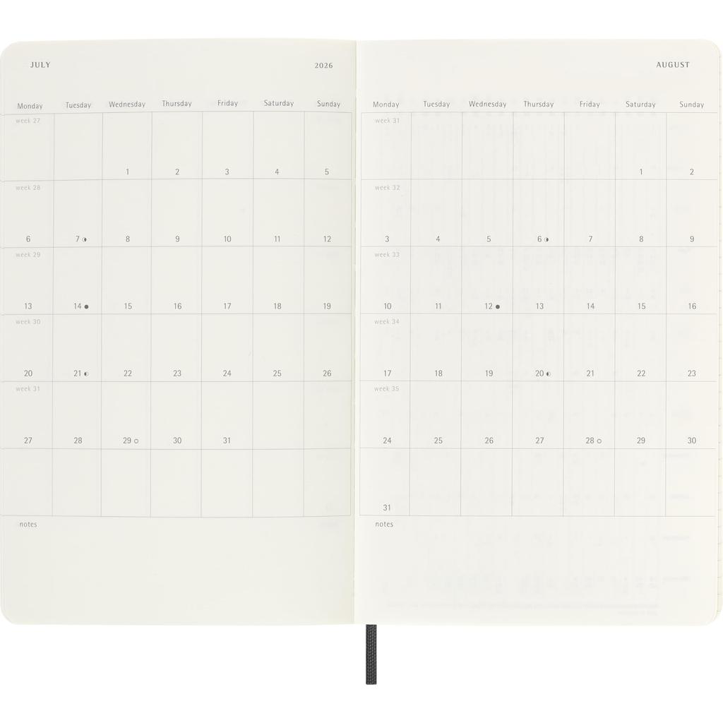 Блокнот Moleskine 2025 Начиная с 18 месяцев Ежедневник Большой Формат (Ширина 13см x Высота 21см) Мягкая обложка Черная DSB18DC3Y26