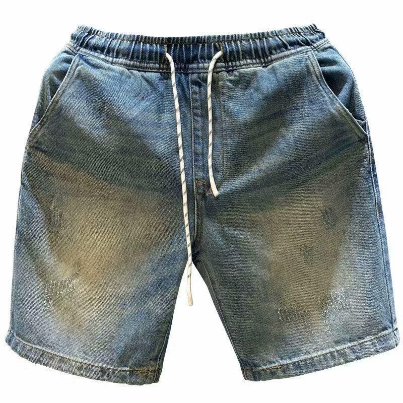 2023 Men's Retro Denim Shorts: Trendy, Casual, Straight-Fit, All-Match, Loose Summer Pants