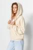 Women's Fashionable Stylish Sweatshirt Stone Oversize Comfortable Cut Basic Hooded Zippered Thick Inside Fleece Knitted Sweatshirt