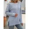 Autumn and Winter Women's Striped Color Collision Round Neck Long Sleeve Loose Top