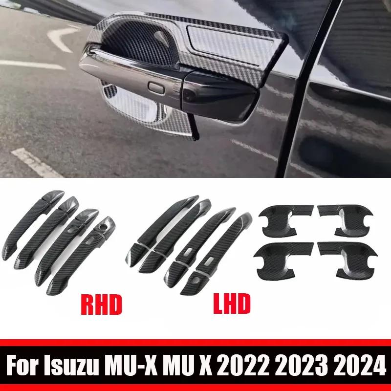 LHD RHD For Isuzu MU-X MU X 2024 ABS carbonfiber Side Door Handle Cover Trim Door Bowl Sticker Protector Accessories