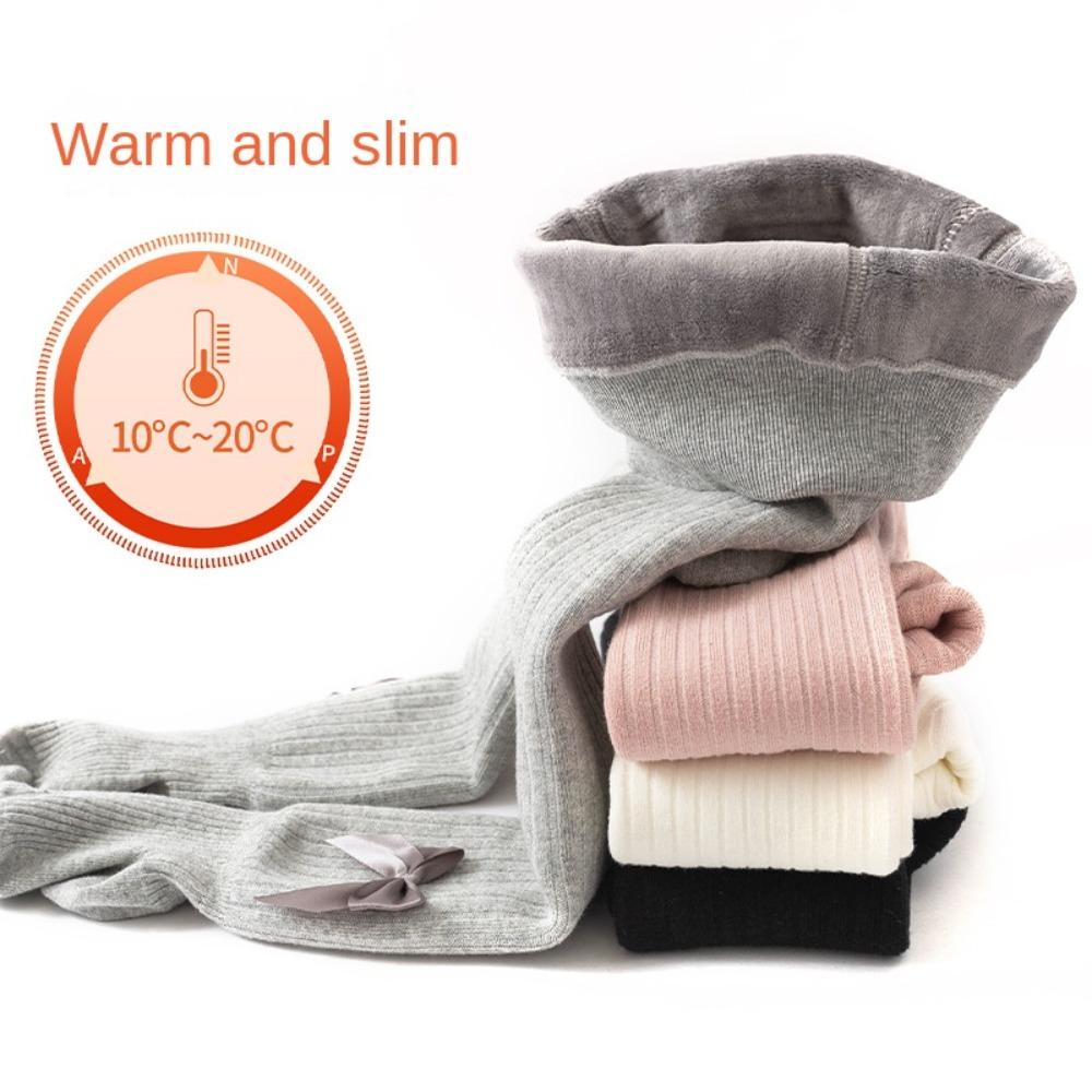 Velvet Bow Cashmere Tights Thickened Children Pantyhose Cute Plush Pantyhose Winter
