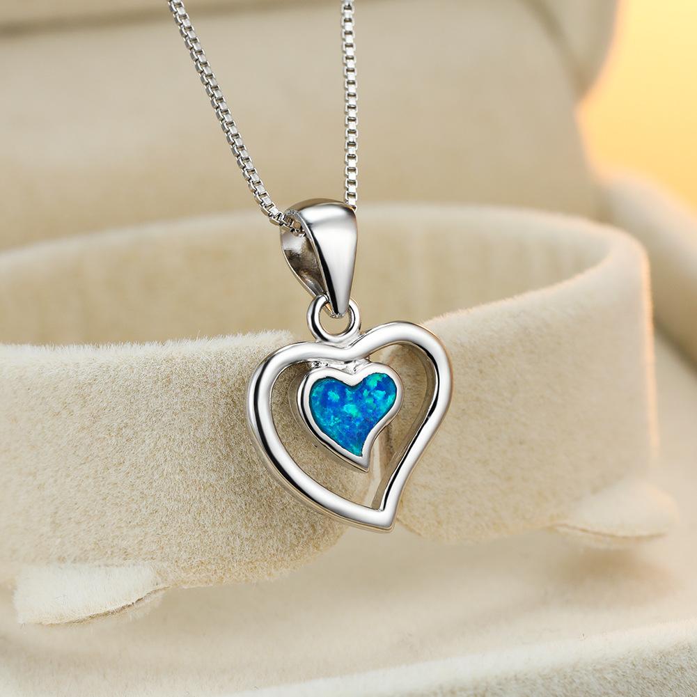 European and American Jewelry Double Heart Design Necklace Womens Design Sense Heart Shaped