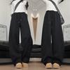 Черные спортивные штаны женские новые осенние драпирующиеся свободные и тонкие спортивные штаны маленький серп широкие брюки