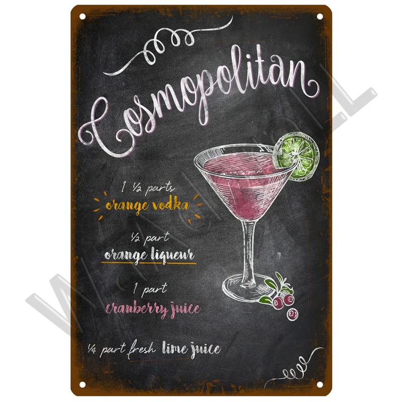 Metal Sign Vintage Tin Sign Cocktail Plate Decorative Poster Plaque Retro Bar Kitchen Home Wall Decor Bar Pub Club Art Man Cave