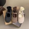 New Square Toe Fleece Ballet Flats Woman Winter Warm Wool Mary Jane Shoes Ladies Brand Design Elegant Plush Loafers