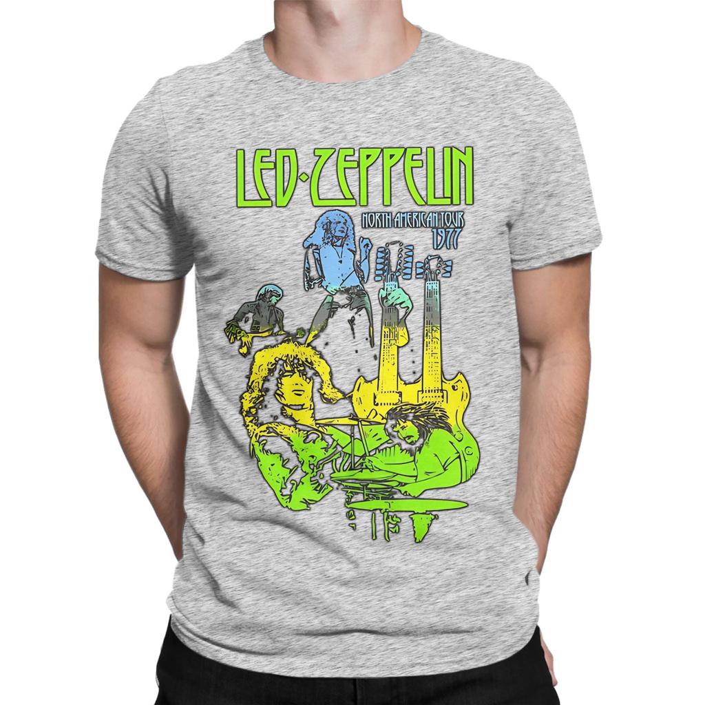 Led Zeppelin 1977 Funny Graphic 100 Cotton Tshirt Leds Band Zzepelins Tees Tops For Unisex