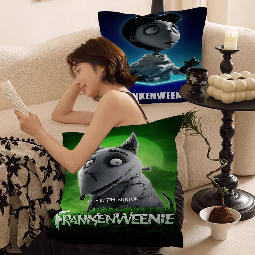 3D Black and White Fantasy Movie F-Frankenweenie Cushion Cover Car Throw Pillow Case For Sofa Car Christmas Gift 40x40cm