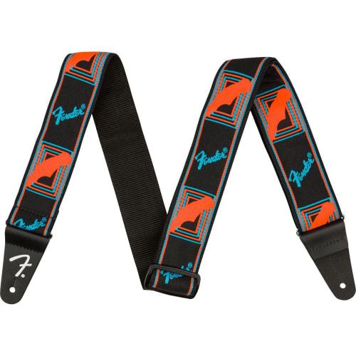 Fender Neon Monogrammed Strap, Blue/Orange