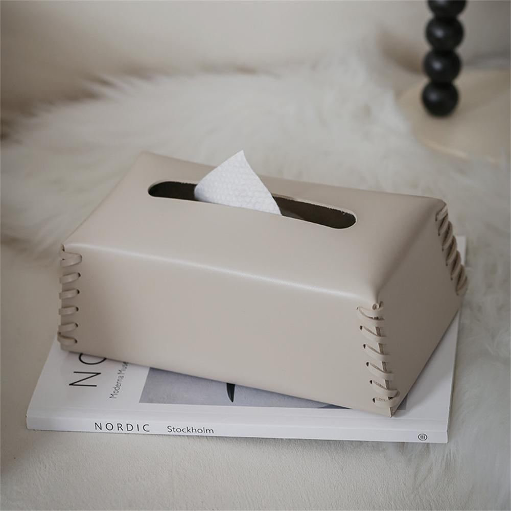 Pu Leather Tissue Box Hand-Woven Table Napkin Holders Living Room Offi Desktop Paper Towel Cover Creative Home Decor