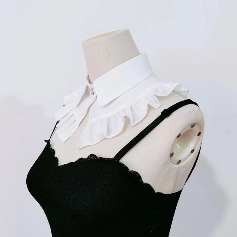 White Shawl Ruffle Detachable Stand Collar Solid Color Ladies Pleated Shirt Fake Collar Neckwear Female Decorative Neck Collar