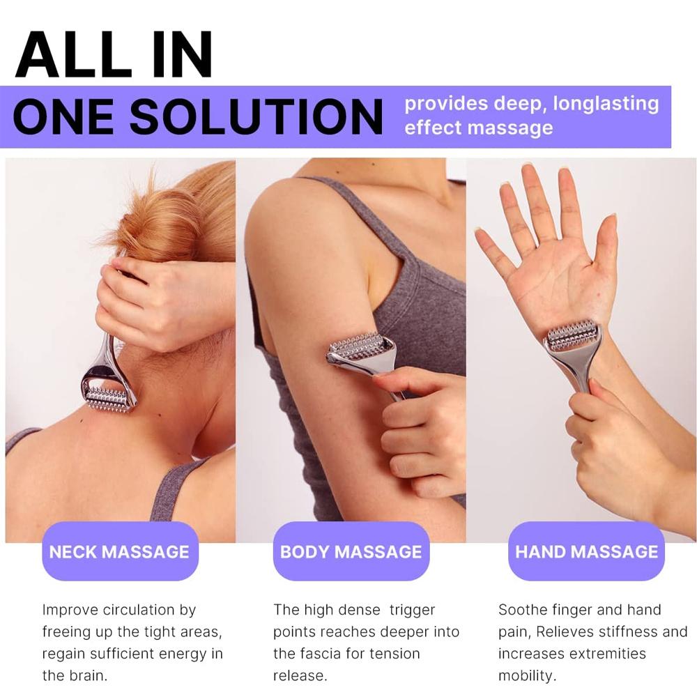 Premium Stainless Steel Facial Massage Roller Set - Deep Tissue Massage Tool for Face, Body, and SPA Care - Acupressure Massager