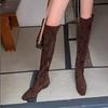 Модные балетки Женские высокие сапоги Замшевые Уютные Дизайнерская обувь Модные Платье До колена Женские сапоги 2025 Зима Бренд Готика Мухер Челси Сапоги