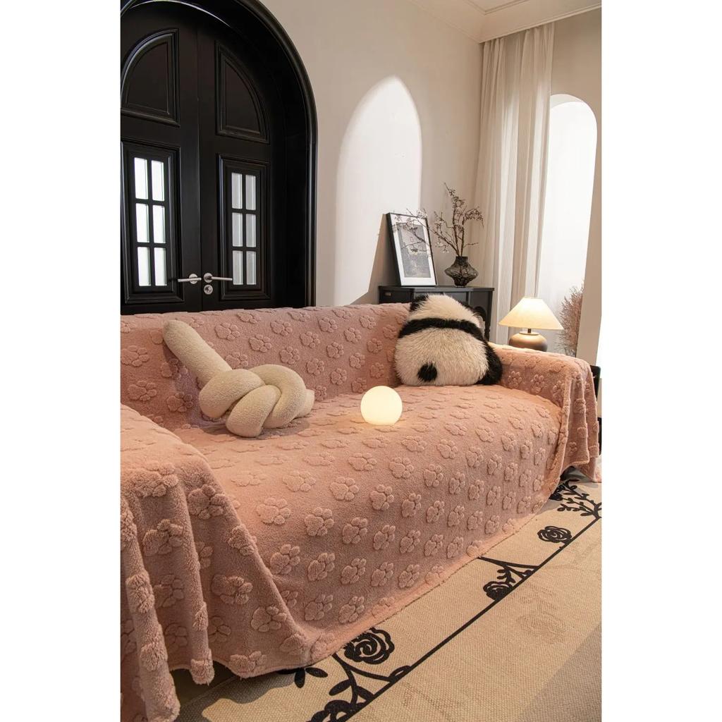 Funda Sofa Living Room Footprint Jacquard Толстый теплый диванный плед Зимний чехол Sherpa для кемпинга и пикника