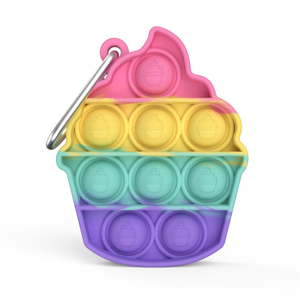 Симпатичная чашка в форме торта Push Pops Bubble Сенсорная игрушка Брелок Аутизм Мягкая игрушка для снятия стресса для взрослых Детская помощь Забавные игрушки Pop-it Fidget Toys Подарки