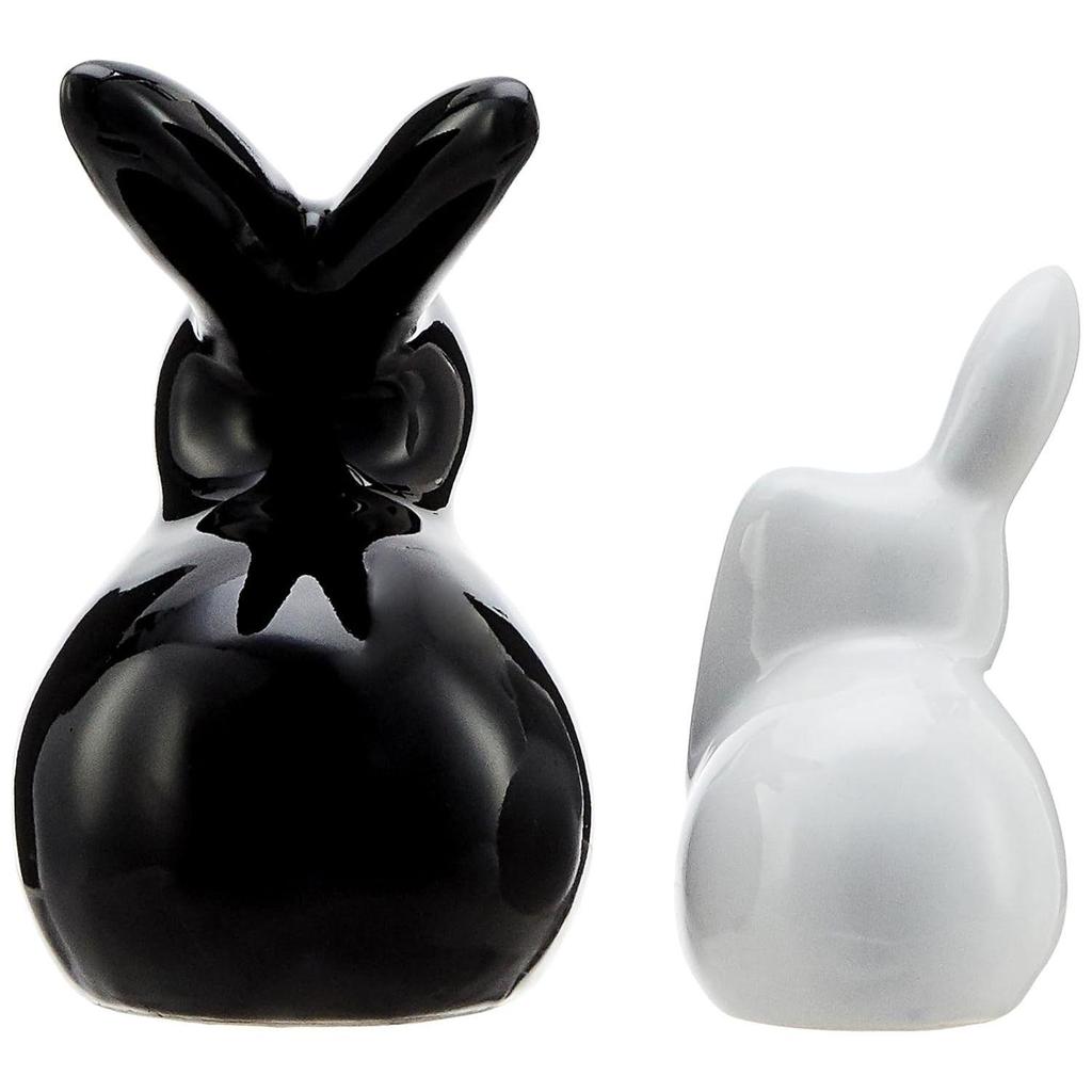 Керамические фигурки кроликов для домашнего декора (Набор из 2 шт., черный и белый)