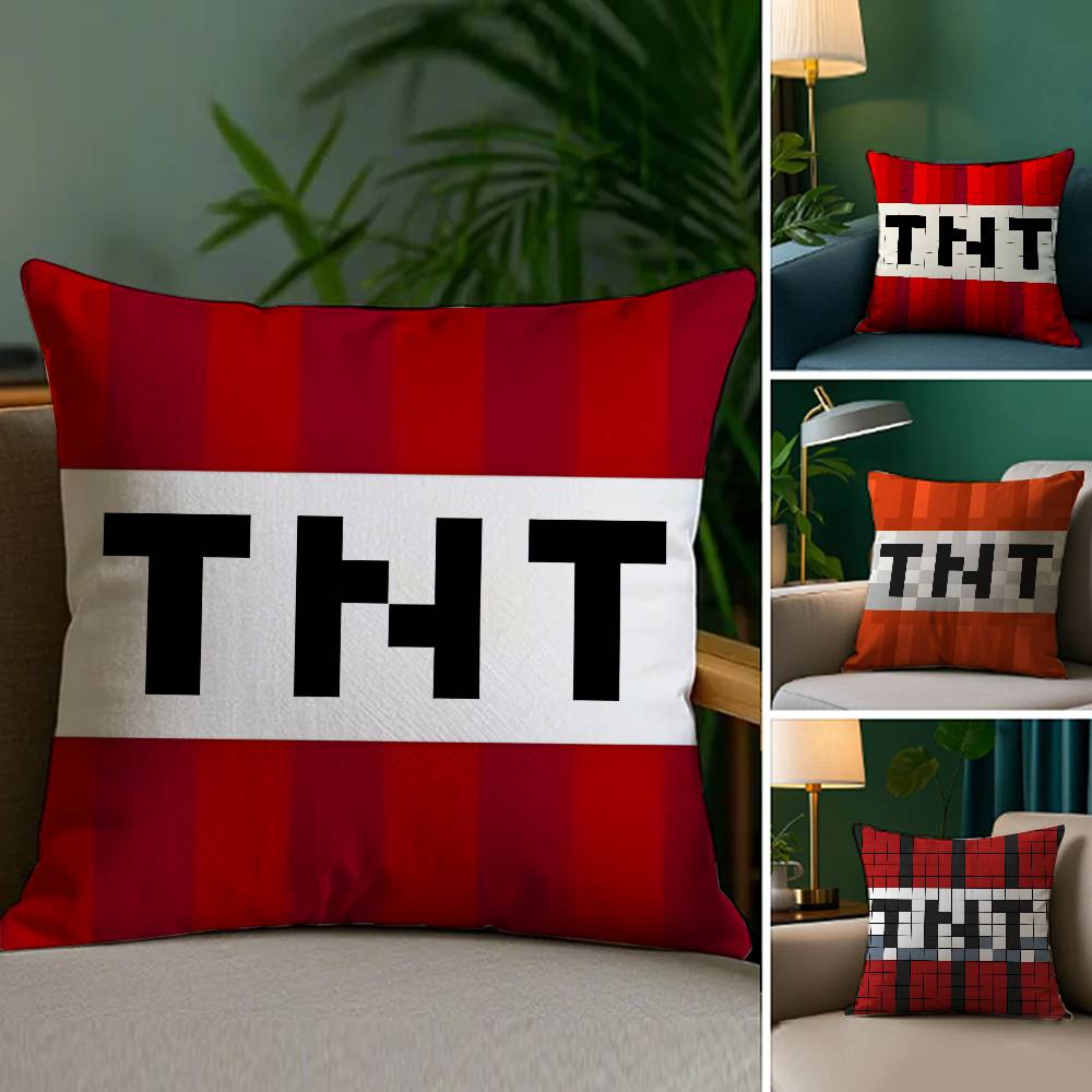 Game T-TNT Block Explosion Pillow Case Plush Fabric Soft Double-Sided Printed Sofa Warm Winter Home Gift Cushion Cover