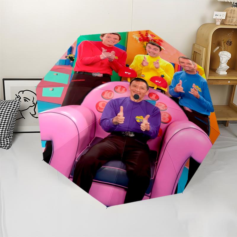 The Wiggles Print Automatic Umbrella, 8 Rib Iron Frame, Plastic Handle, Suitable for Outdoor Travel &Daily , Ideal Gift