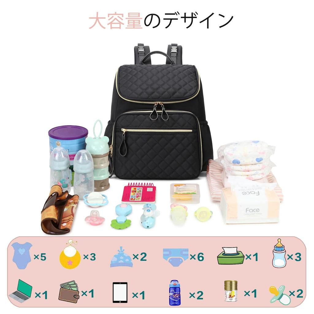 Shaelyka Large Capacity Backpack with Stylish Back and Perfect for Perfect as a Baby Gift or Present for Women's Pocket, Lightweight, Water-Repellent,