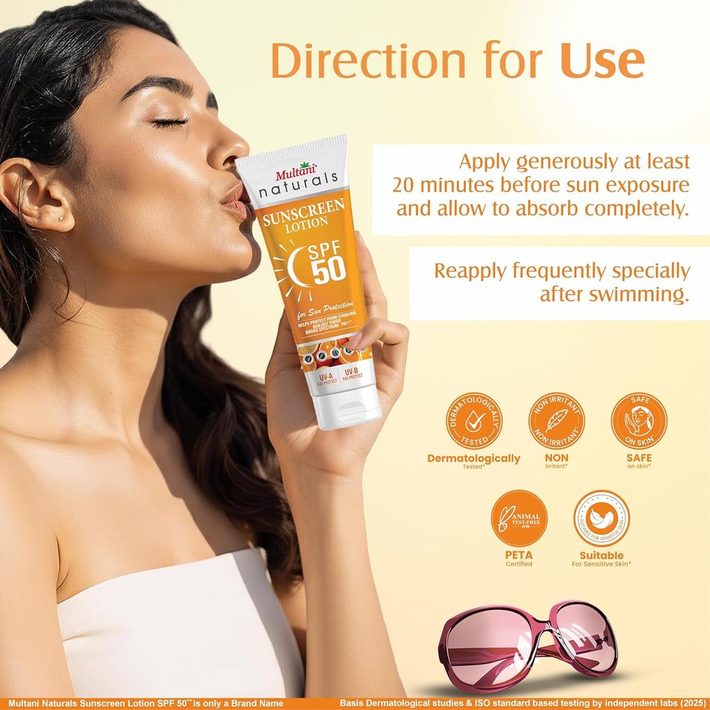 Мультани Солнцезащитный крем SPF 50 PA++++ Легкий Нежирный Без Белых Следов Широкий Спектр Защита от UVA UVB 100 мл Упаковка 1 шт.