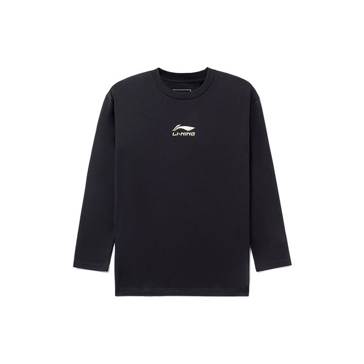 Футболка свободного кроя с круглым вырезом и длинным рукавом Li Ning X Hajime Sorayama Collaboration с изображением механического факела и принтом руки, мужские топы черного цвета AHSRC09-2