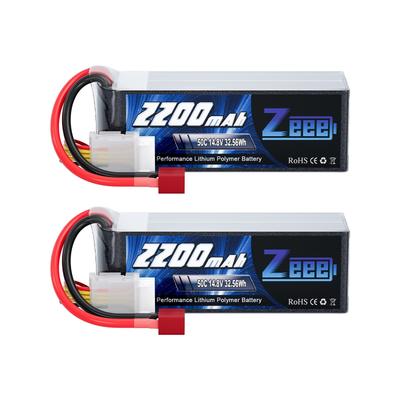 Zeee 4S 14.8V 50C 2200mAh LiPo аккумулятор с T-разъемом, Высокая емкость для RC дронов, RC автомобилей, RC грузовиков и многого другого, 2 шт.