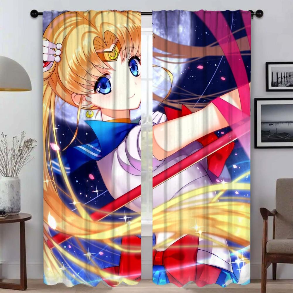 SailorS Moon Curtains Child Room Blackout Curtain for Room 2 Panel Shades Home Interior Curtains Partition Halloween Decoration
