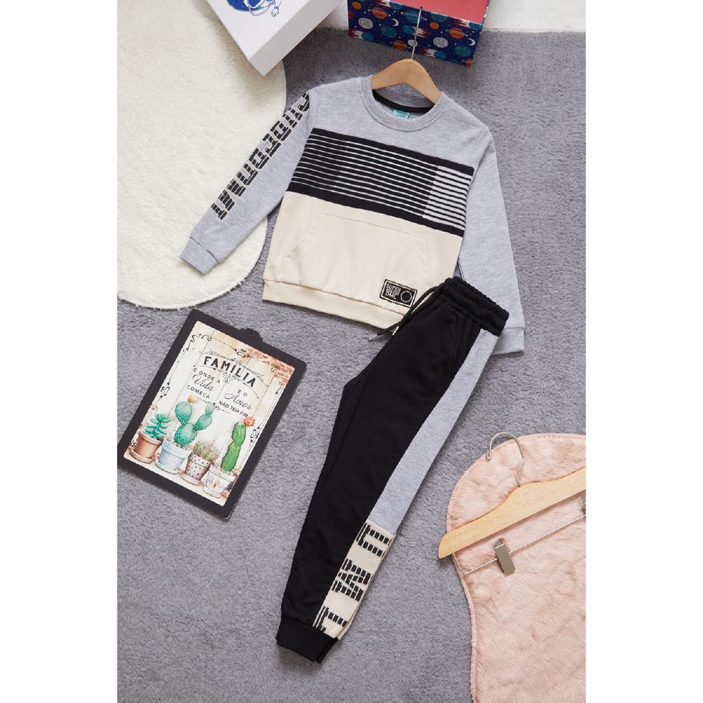 Спортивный костюм для мальчиков с текстовым принтом Kangaroo Pocket Orange Team 14987-1