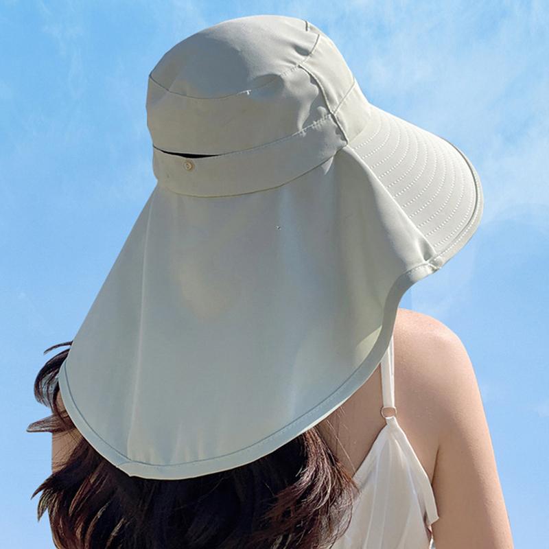 Summer Women Bucket Hat With Shawl Lightweight Breathable Face Neck Protection Sun Hat Beach Cap Design Travel