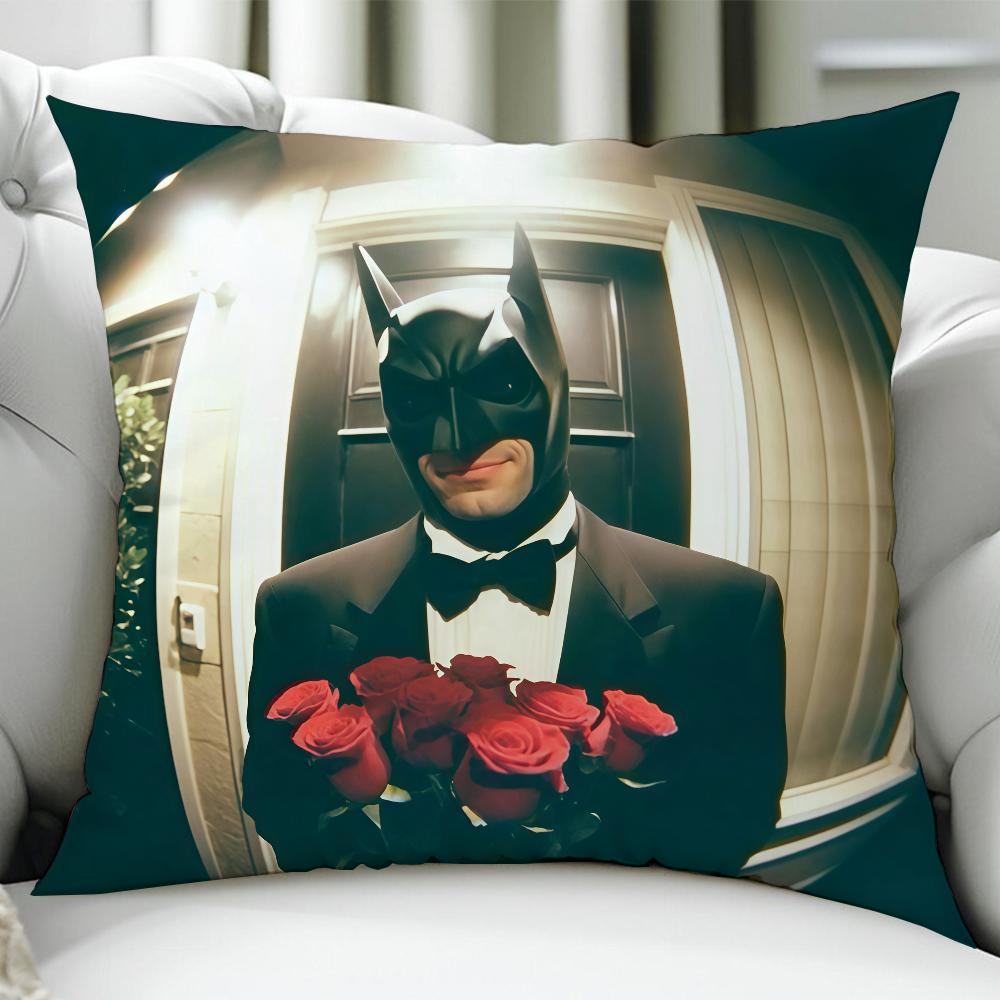 B-Batman-Es Funny Meme Cushion Cover Birthday Anniversary Gifts Double Sided Printed Zipper Cushion Cover Soft Skin Bedding