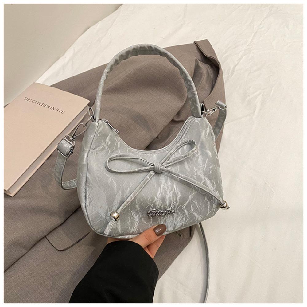 Underarm Bag Solid Color Shoulder Bag High-end Portable Crossbody Bag Butterfly Knot Small Size Handbag Versatile Use