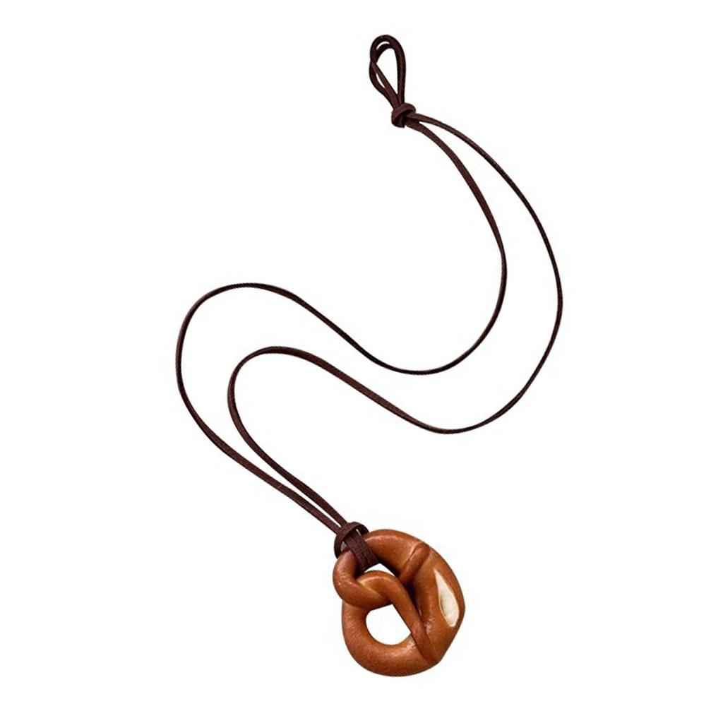 Многофункциональное художественное ожерелье с подвеской в виде хлеба, украшенное миниатюрами в виде венка и улыбающегося кренделя, модный аксессуар