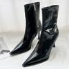 Модные женские ботильоны с острым носком, сексуальные высокие каблуки, элегантные офисные кожаные туфли, зима 2025, трендовые туфли на шпильках для вечеринок, Botas Mujer