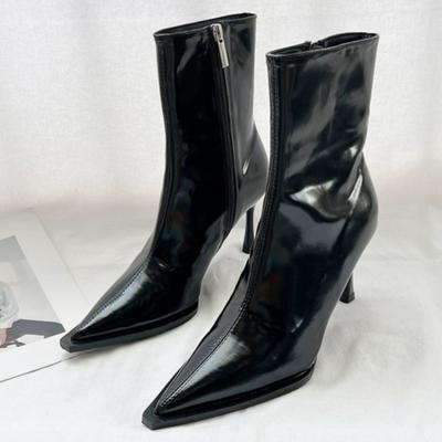 Модные женские ботильоны с острым носком, сексуальные высокие каблуки, элегантные офисные кожаные туфли, зима 2025, трендовые туфли на шпильках для вечеринок, Botas Mujer