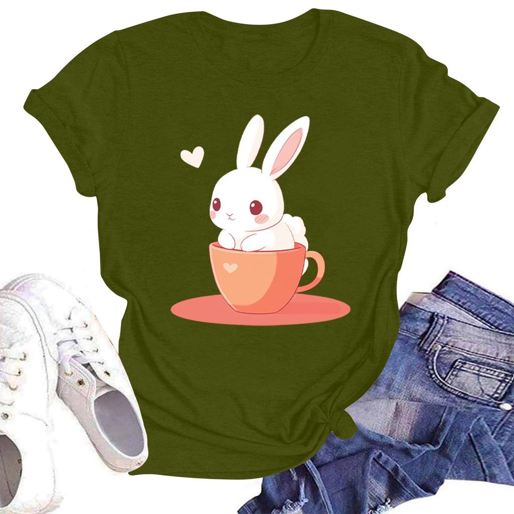 Женская повседневная футболка с круглым вырезом и короткими рукавами с принтом