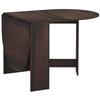 Folding Table with 2 Oval Drop Leaves, Space-Saving Console in Wood, Brown