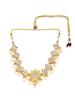 Gold Plated Square Shape Pearl Choker Necklace Set, Metal, Kundan