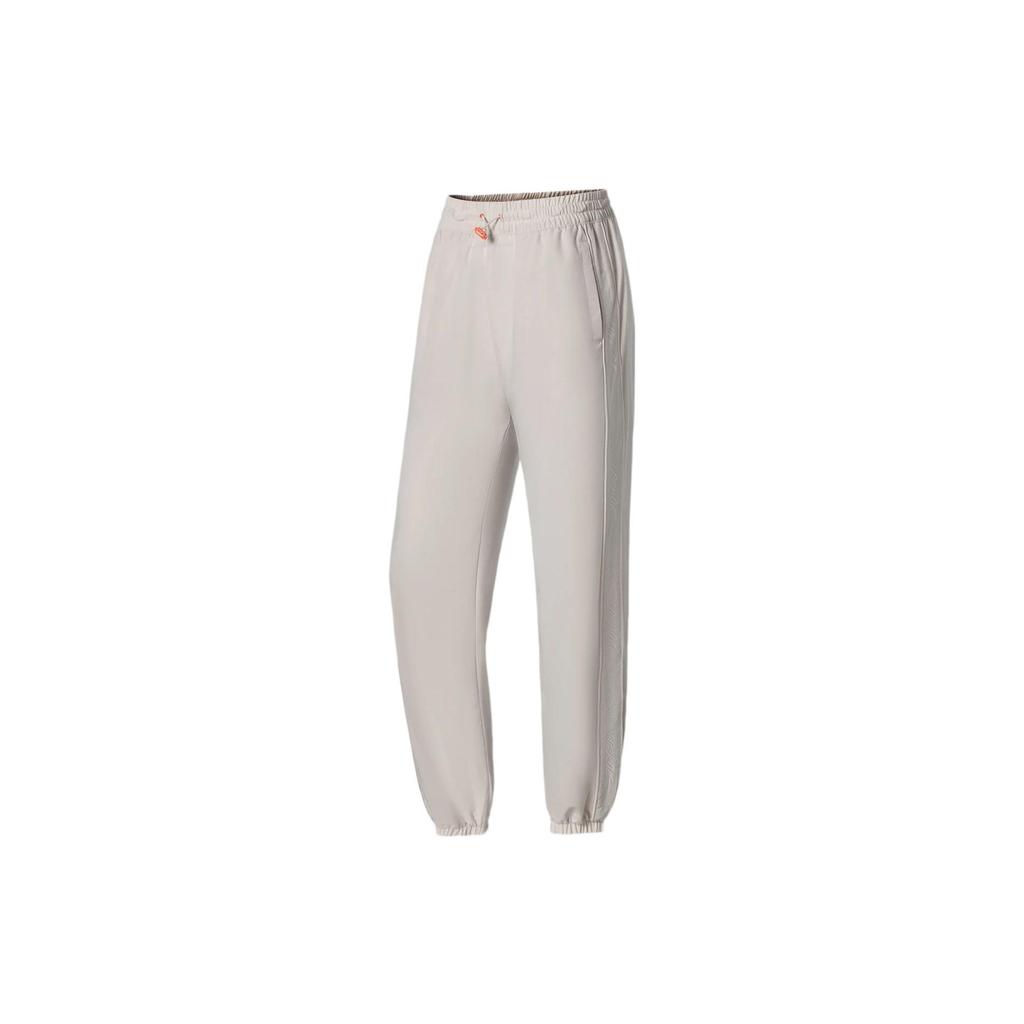 Li Ning Fitness Series однотонные облегающие спортивные длинные брюки женские низы овсяно-серого цвета AYKS378-1