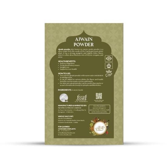 Chounk Spices 100% Natural Ajwain Powder 200 grams Preservatives Free Carom Seeds Bishops Weed Powder Pack of 2 x100 grams