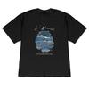 Vintage Ocean Surf Print Tshirt Versatile Shortsleeve Black Casual Crew Neck Top Trendy Summer Tee For Unisex Unisex Streetwear
